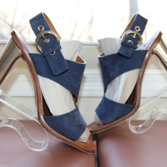 ❤️ $890 CELINE Blue Suede Strappy BAM BAM Sandal - Picture 3 of 8